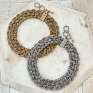 Matching Set - Gold & Silver Braid Mesh Choker - Fashion Jewelry